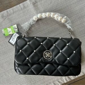 Studio Badgley Mischka Pearl Strap Quilted Crossbody - Black (NWT